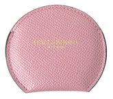 Dolce & Gabbana Pink Calfskin Leather Round Logo Print Hand Mirror Holder -   -  Dolce & Gabbana.