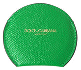 Dolce & Gabbana Green Calfskin Leather Round Logo Hand Mirror Holder -   -  Dolce & Gabbana.