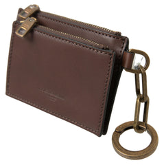 Dolce & Gabbana Brown Leather Zip Logo Keyring Coin Purse Wallet -   -  Dolce & Gabbana.