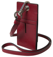 Dolce & Gabbana Red Leather Lanyard Logo Slim Card Holder Men Wallet -  Leather Card Holder for Men -  Dolce & Gabbana.