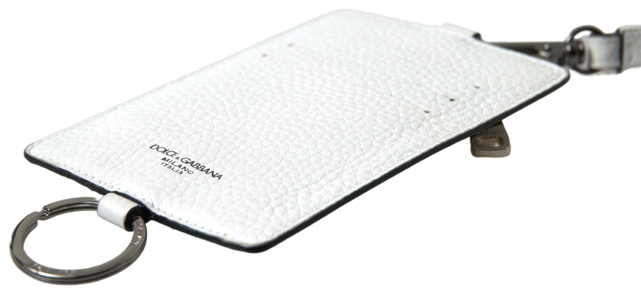 Dolce & Gabbana White Leather Lanyard Logo Card Holder Men Wallet Dolce & Gabbana White Leather Lanyard Logo Card Holder Men Wallet