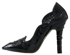 Dolce & Gabbana Black CINDERELLA Floral Crystal Heels Shoes -   -  Dolce & Gabbana.