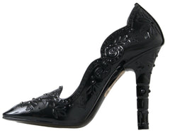 Dolce & Gabbana Black CINDERELLA Floral Crystal Heels Shoes -   -  Dolce & Gabbana.