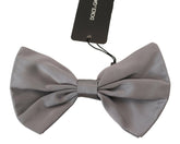 Dolce & Gabbana Bow Tie Men Silver Gray Silk Adjustable Neck Papillon -  Neckties, Men -  Dolce & Gabbana.
