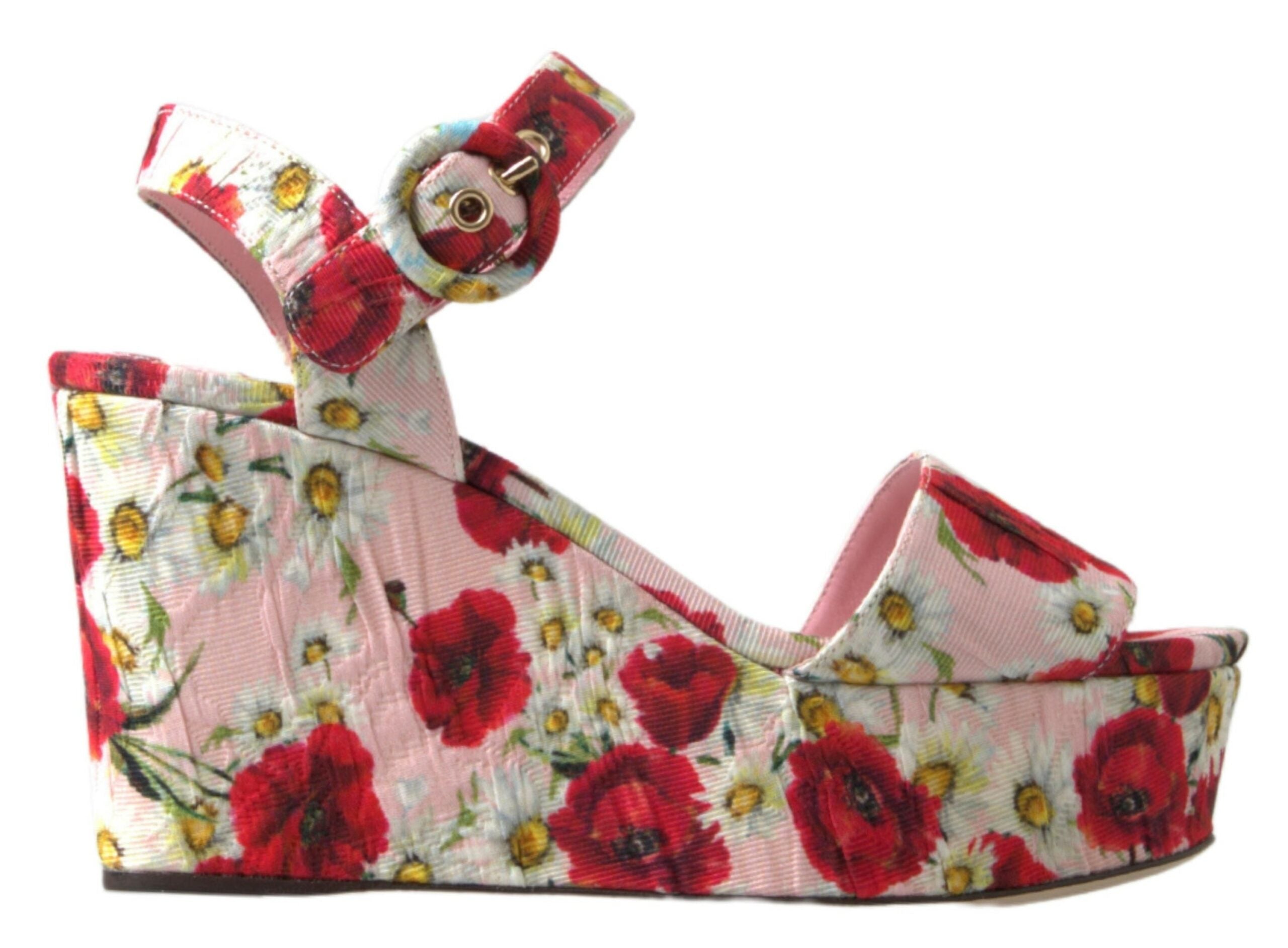 Dolce & Gabbana Multicolor floral print Wedges Floral Ankle Strap Sandals -   -  Dolce & Gabbana.