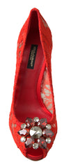 Dolce & Gabbana Red Taormina Lace Crystal Heels Pumps Shoes -   -  Dolce & Gabbana.
