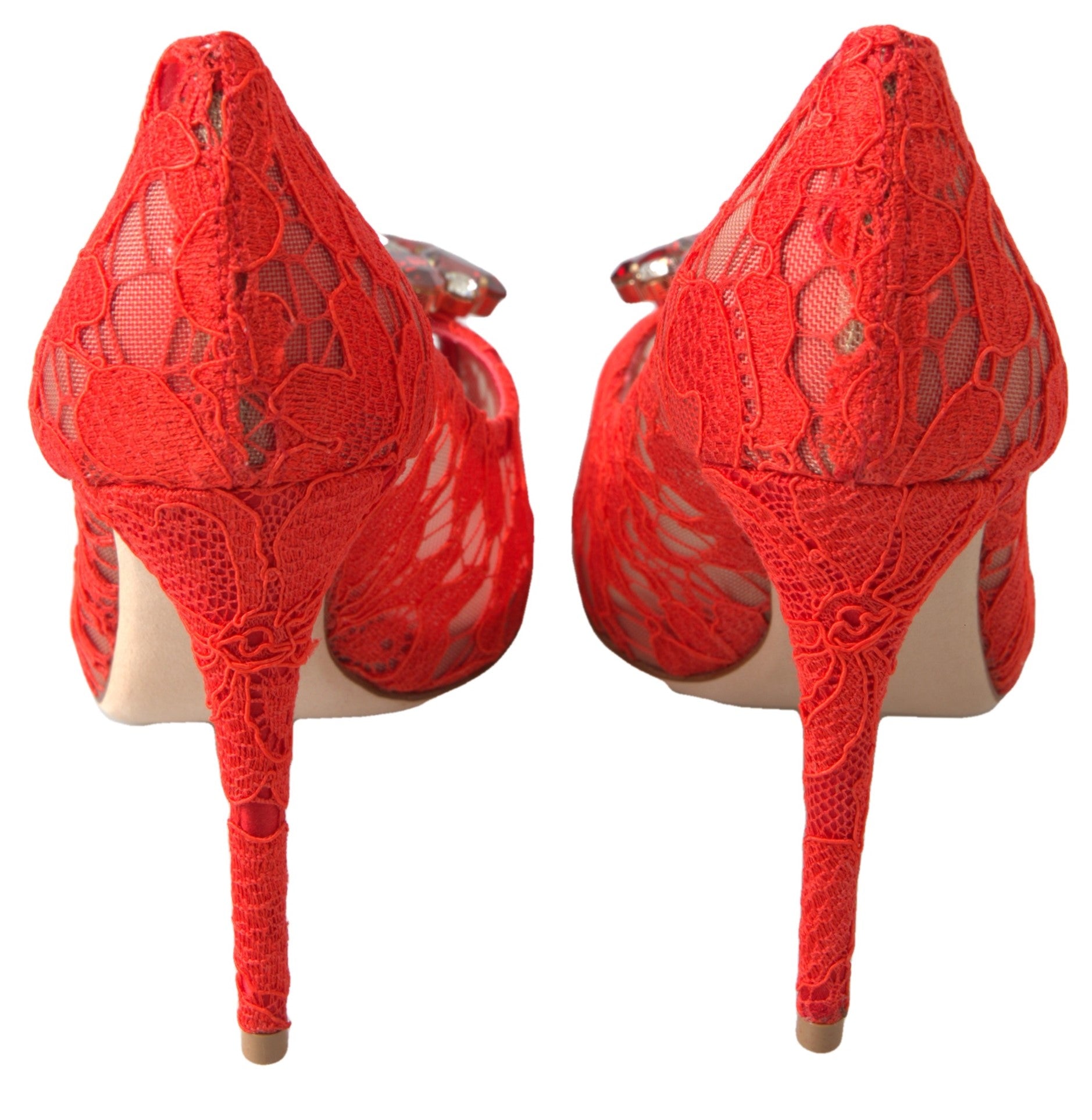 Dolce & Gabbana Red Taormina Lace Crystal Heels Pumps Shoes -   -  Dolce & Gabbana. Dolce & Gabbana Red Taormina Lace Crystal Heels Pumps Shoes -   -  Dolce & Gabbana.