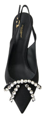 Dolce & Gabbana Black Crystal Embellished Slingback Heel Shoes -   -  Dolce & Gabbana.