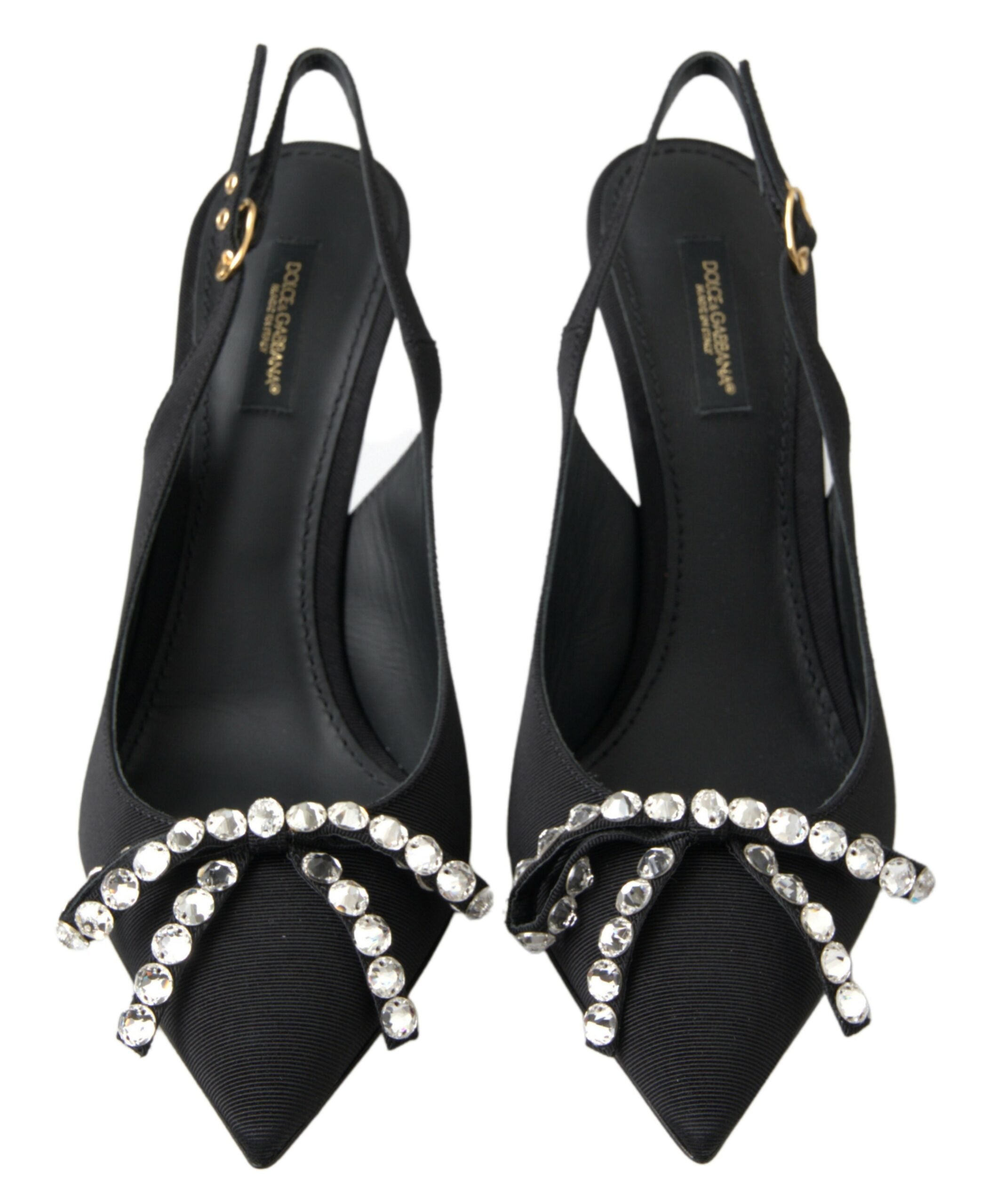 Dolce & Gabbana Black Crystal Embellished Slingback Heel Shoes -   -  Dolce & Gabbana. Dolce & Gabbana Black Crystal Embellished Slingback Heel Shoes -   -  Dolce & Gabbana.