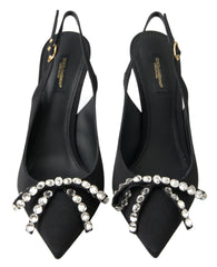 Dolce & Gabbana Black Crystal Embellished Slingback Heel Shoes -   -  Dolce & Gabbana.