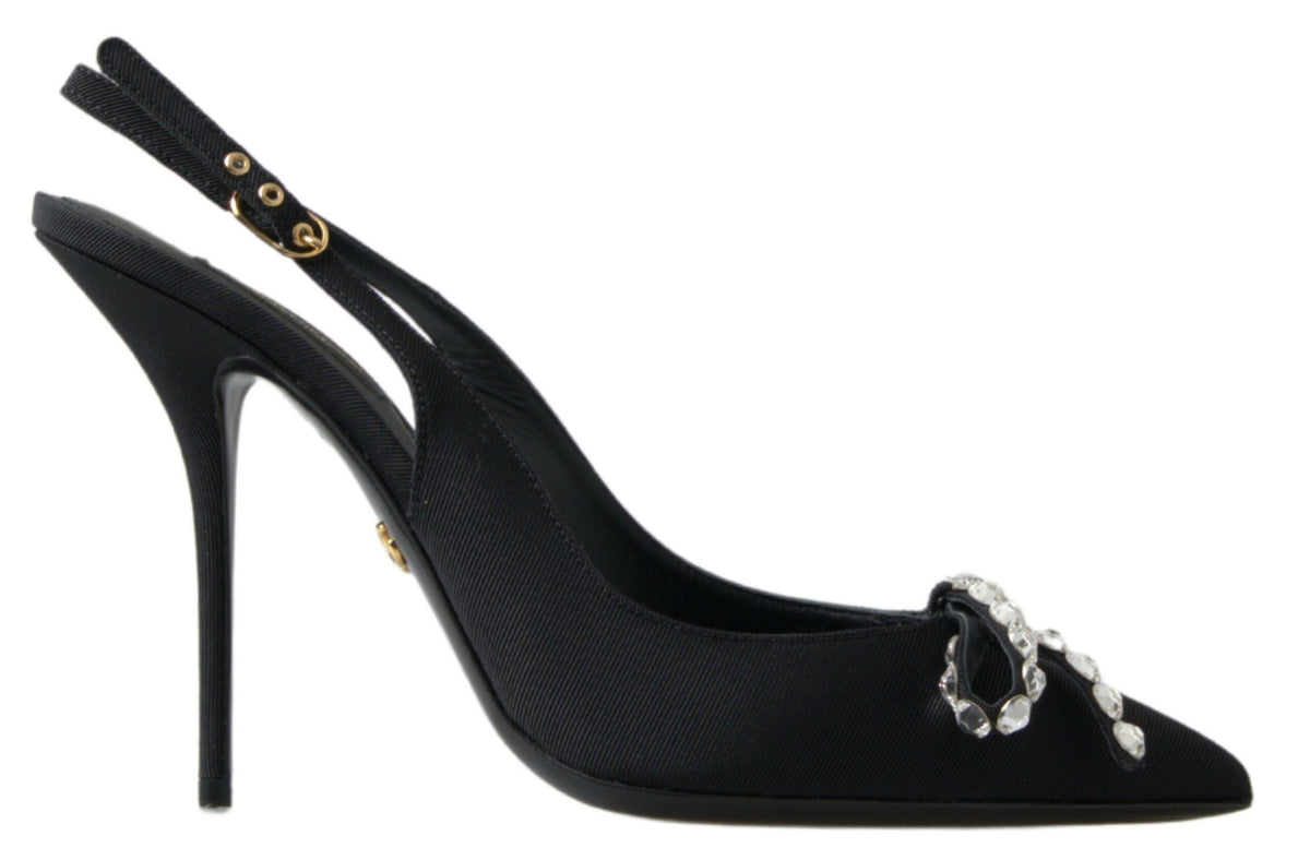 Dolce & Gabbana Black Crystal Embellished Slingback Heel Shoes -   -  Dolce & Gabbana.