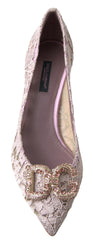 Dolce & Gabbana Pink Floral Lace DG Crystal Pumps Shoes -   -  Dolce & Gabbana.