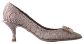 Dolce & Gabbana Pink Floral Lace DG Crystal Pumps Shoes -   -  Dolce & Gabbana.
