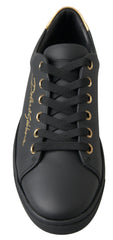 Dolce & Gabbana Black Gold Leather Classic Sneakers Shoes -   -  Dolce & Gabbana.