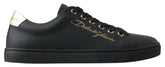 Dolce & Gabbana Black Gold Leather Classic Sneakers Shoes -   -  Dolce & Gabbana.