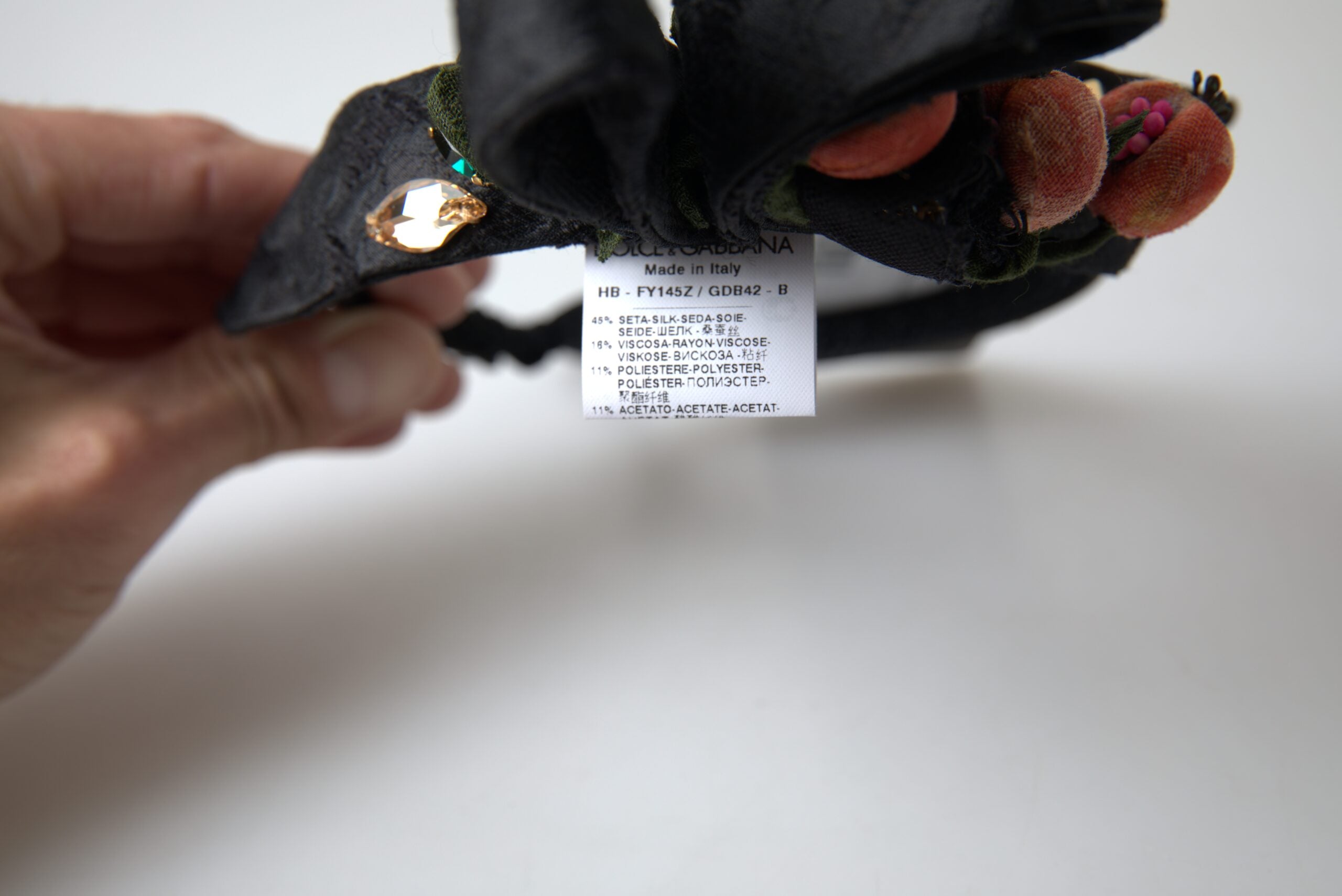 Dolce & Gabbana Black with multicolor Fig Fruit Crystal Tiara Diadem Headband Dolce & Gabbana Black with multicolor Fig Fruit Crystal Tiara Diadem Headband