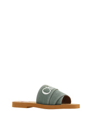 Chloé Elegant Forest Green Cotton Slides -   -  Chloé.