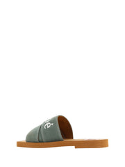 Chloé Elegant Forest Green Cotton Slides -   -  Chloé.