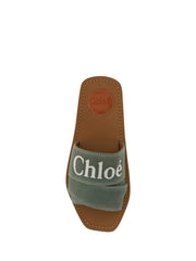 Chloé Elegant Forest Green Cotton Slides -   -  Chloé.