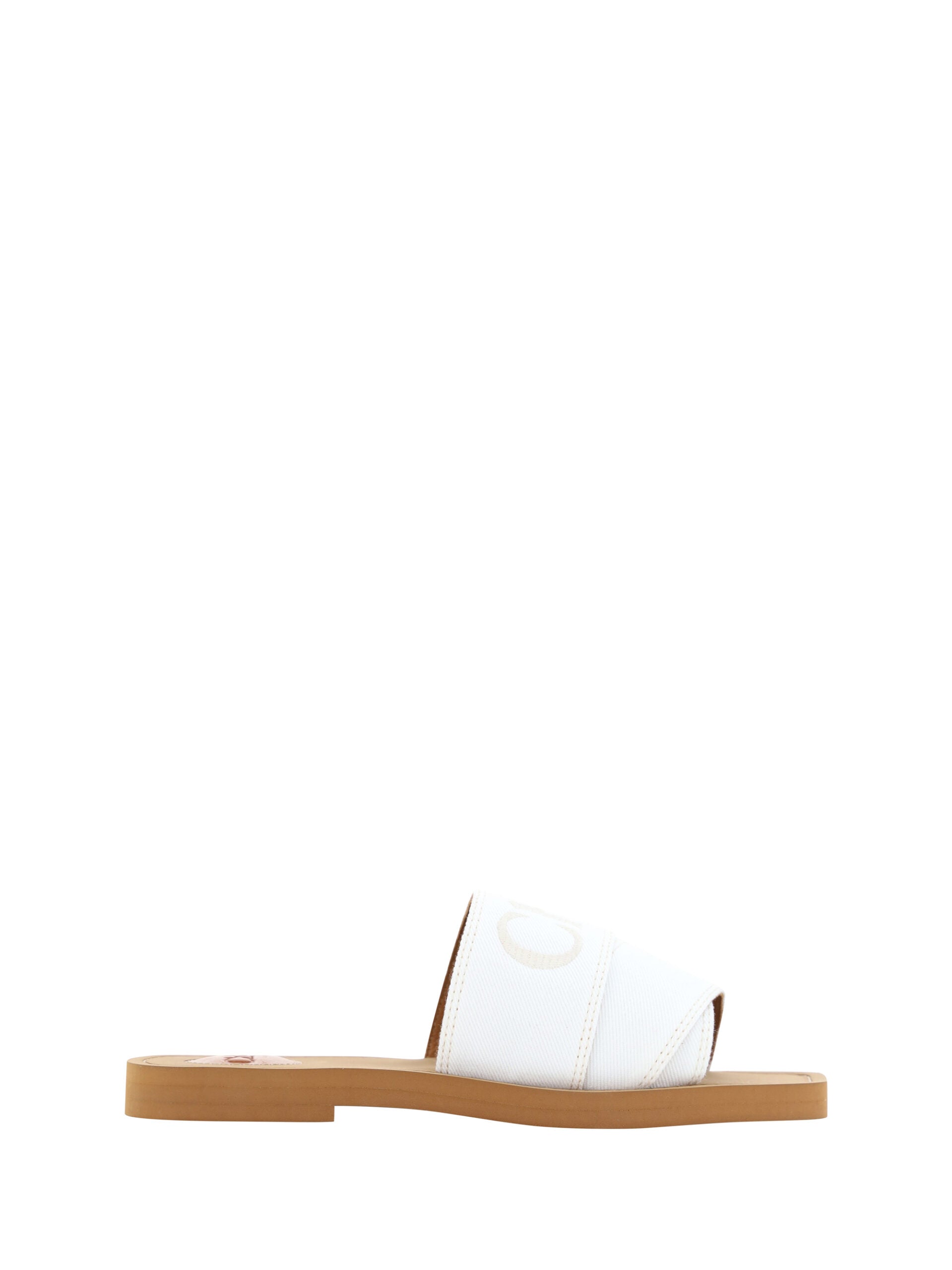 Chloé Elegant White Cotton Slide Sandals -   -  Chloé.
