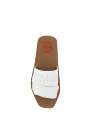 Chloé Elegant White Cotton Slide Sandals -   -  Chloé.