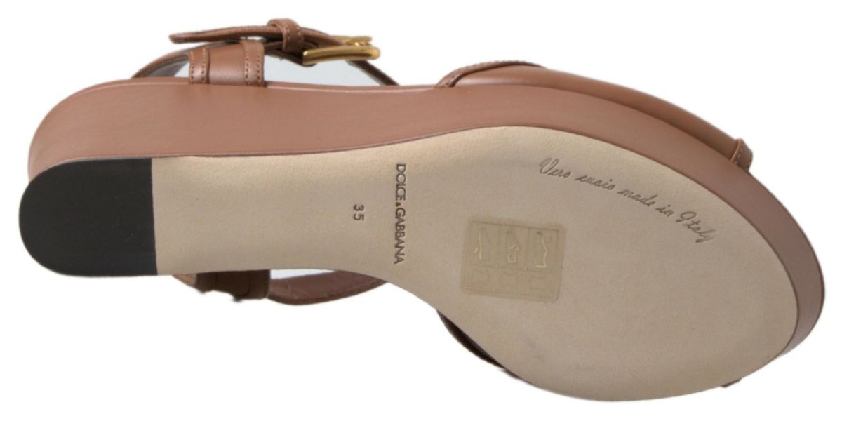 Dolce & Gabbana Brown Leather AMORE Wedges Sandals Shoes -   -  Dolce & Gabbana. Dolce & Gabbana Brown Leather AMORE Wedges Sandals Shoes -   -  Dolce & Gabbana.