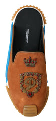 Dolce & Gabbana Brown Suede Crown Logo NS1 Slides Sandals -   -  Dolce & Gabbana.
