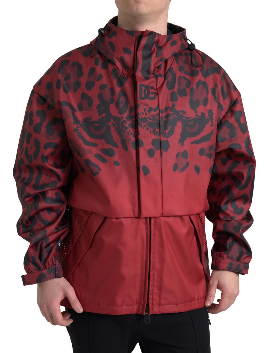 Dolce & Gabbana Red Leopard Hooded Rain Coat Jacket -   -  Dolce & Gabbana.