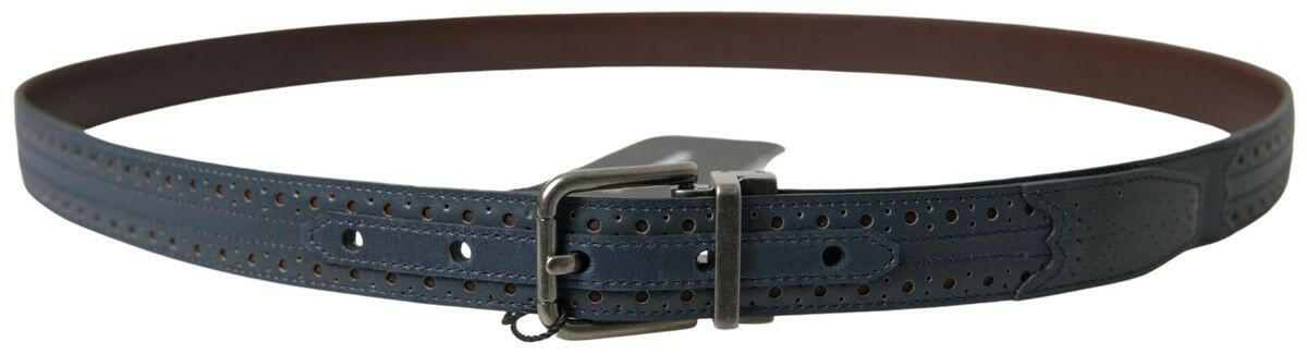 Dolce & Gabbana Blue Leather Perforated Metal Buckle Belt -   -  Dolce & Gabbana. Dolce & Gabbana Blue Leather Perforated Metal Buckle Belt -   -  Dolce & Gabbana.