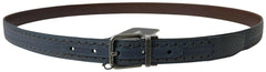 Dolce & Gabbana Blue Leather Perforated Metal Buckle Belt -   -  Dolce & Gabbana.