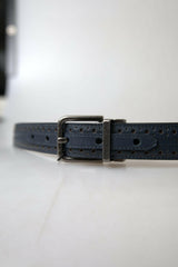Dolce & Gabbana Blue Leather Perforated Metal Buckle Belt -   -  Dolce & Gabbana.