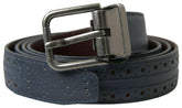 Dolce & Gabbana Blue Leather Perforated Metal Buckle Belt -   -  Dolce & Gabbana.