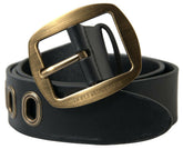 Dolce & Gabbana Black Leather Gold Metal Buckle Men Belt -   -  Dolce & Gabbana.