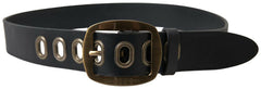 Dolce & Gabbana Black Leather Gold Metal Buckle Men Belt -   -  Dolce & Gabbana.