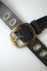 Dolce & Gabbana Black Leather Gold Metal Buckle Men Belt -   -  Dolce & Gabbana.