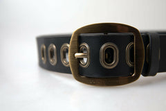Dolce & Gabbana Black Leather Gold Metal Buckle Men Belt -   -  Dolce & Gabbana.