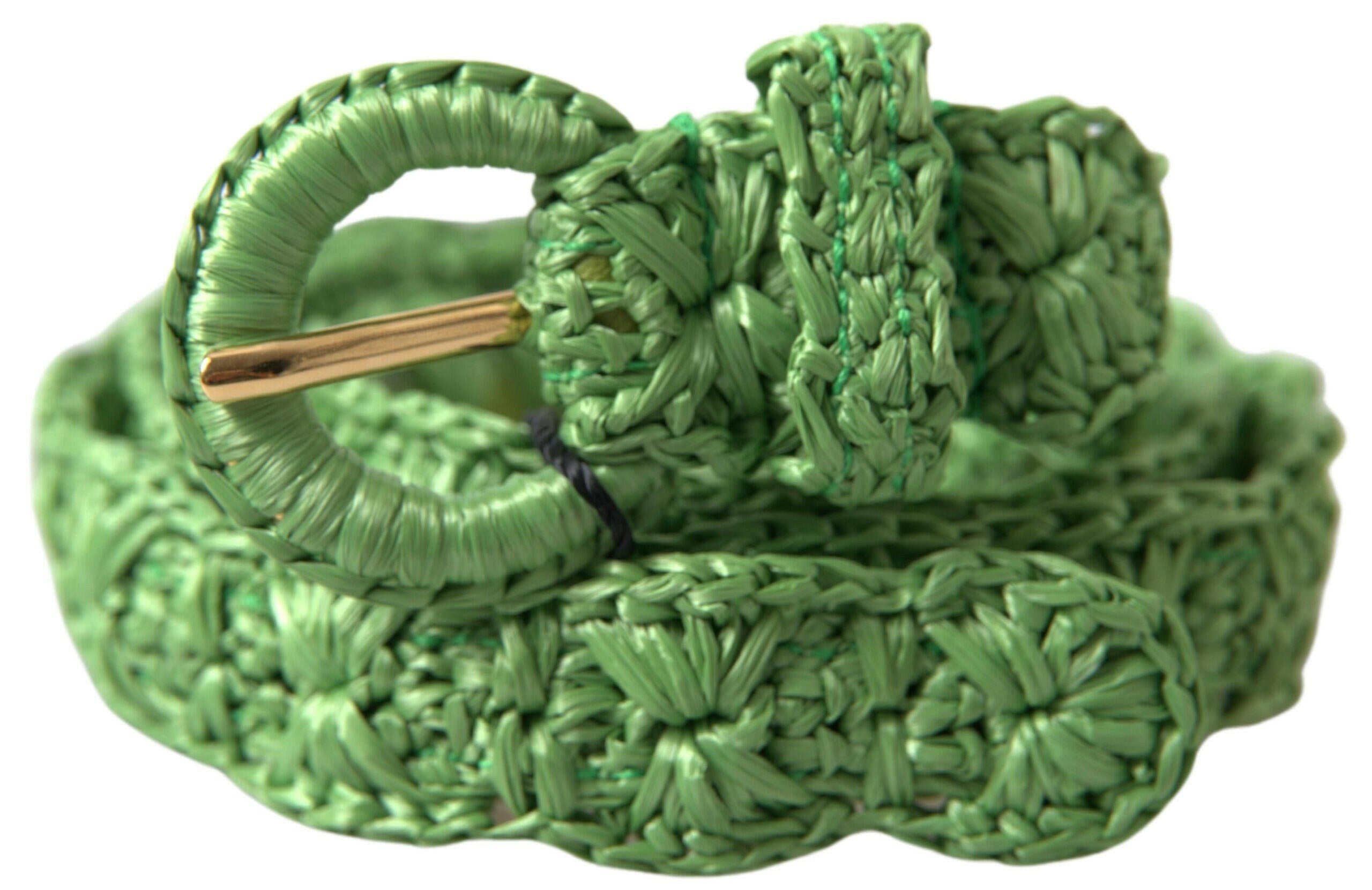 Dolce & Gabbana Green Viscose Weaved Skinny Waist Belt -   -  Dolce & Gabbana.