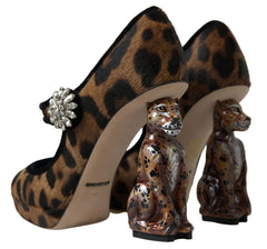 Dolce & Gabbana Black Brown Calf Leopard Heel Mary Jane Pump Shoes -   -  Dolce & Gabbana.