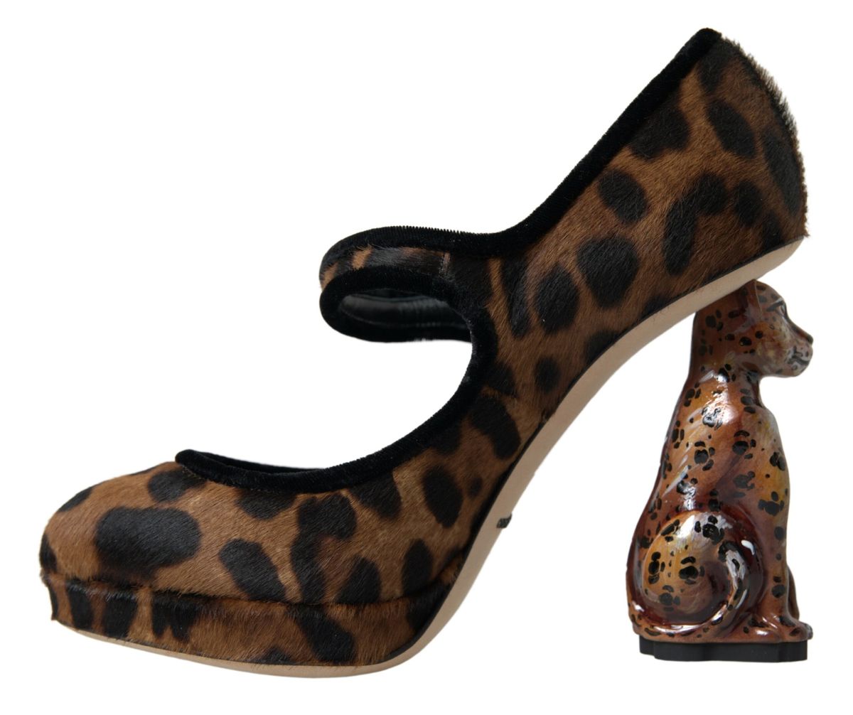 Dolce & Gabbana Black Brown Calf Leopard Heel Mary Jane Pump Shoes -   -  Dolce & Gabbana. Dolce & Gabbana Black Brown Calf Leopard Heel Mary Jane Pump Shoes -   -  Dolce & Gabbana.