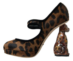 Dolce & Gabbana Black Brown Calf Leopard Heel Mary Jane Pump Shoes -   -  Dolce & Gabbana.