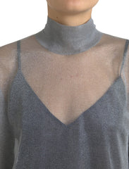 Dolce & Gabbana Gray Mesh Turtleneck Long Sleeve Blouse Top -   -  Dolce & Gabbana.
