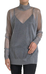 Dolce & Gabbana Gray Mesh Turtleneck Long Sleeve Blouse Top -   -  Dolce & Gabbana.