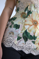 Dolce & Gabbana Multicolor Floral Lace V Neck Blouse -   -  Dolce & Gabbana.