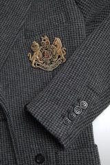Dolce & Gabbana Gray Logo Embroidery Double Breasted Blazer -   -  Dolce & Gabbana.