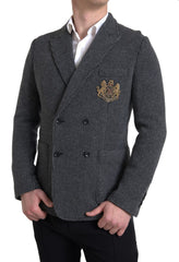 Dolce & Gabbana Gray Logo Embroidery Double Breasted Blazer -   -  Dolce & Gabbana.