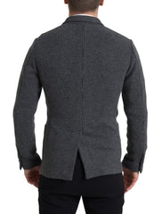 Dolce & Gabbana Gray Logo Embroidery Double Breasted Blazer -   -  Dolce & Gabbana.