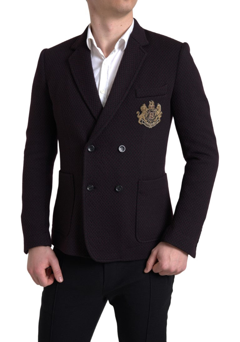 Dolce & Gabbana Purple Logo Embroidery Double Breasted Blazer -   -  Dolce & Gabbana.
