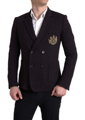 Dolce & Gabbana Purple Logo Embroidery Double Breasted Blazer -   -  Dolce & Gabbana.