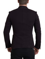 Dolce & Gabbana Purple Logo Embroidery Double Breasted Blazer -   -  Dolce & Gabbana.