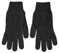 Dolce & Gabbana Gray Virgin Wool Knit Hands Mitten Men Gloves - - Dolce & Gabbana.